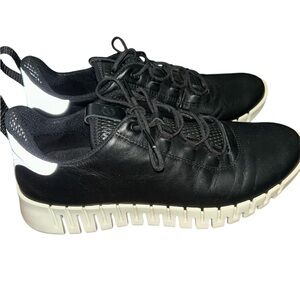 Women’s Ecco Gruuv Black Leather Sneaker Size 40 9-9.5